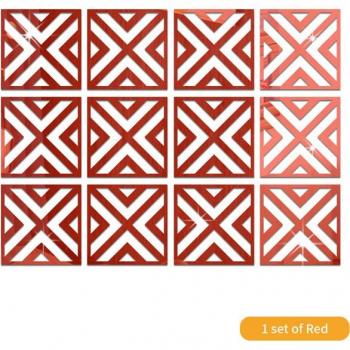 28cm Hollow Acrylic Mirror Stickers Set of 12 for Living Room Wall Decor