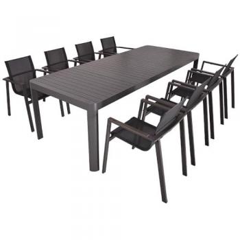 Lomadox Gartenmöbel Set MAINAU-120, 9-tlg. anthrazit mit Ausziehtisch