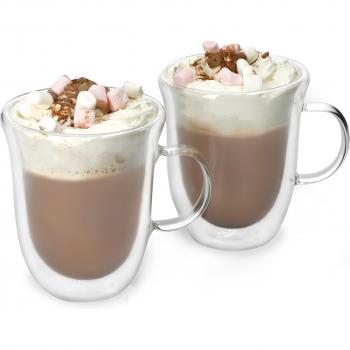 Set of 2 Insulated La Cafetiere Glass Hot Chocolate Mugs