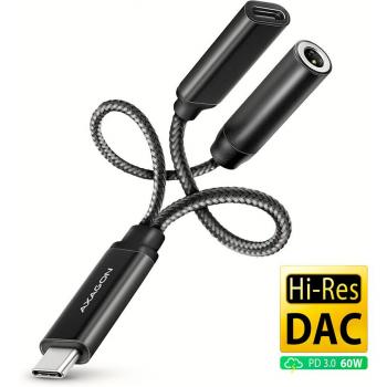 Axagon ADA‑HCPD – USB‑C‑Audio‑Interface 384 kHz/32 bit, 60 W Power Delivery, schwarz