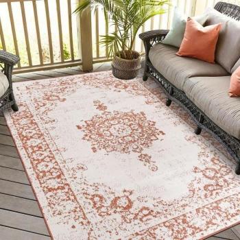Tapis de patio ORIENTO REVERSIBLE 240x340 cm, couleur marron, compatible chauffage solaire