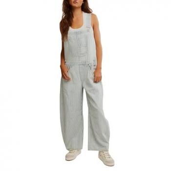 Free People Women's Good Luck Striped Overalls