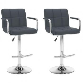 Lot de 2 chaises de bar avec dossier et accoudoirs en acier