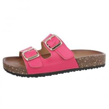 Ital-Design Damen Flachpantoletten in Pink
