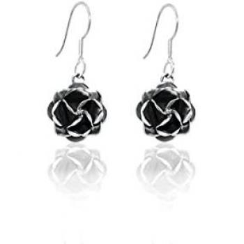 Mini‑Ohrstecker aus Silber – „Rose Dunkel“, fair gehandelt, handgemacht