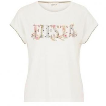 Cartoon Damen Kurzarmshirt in Patch Cream/Light Blue