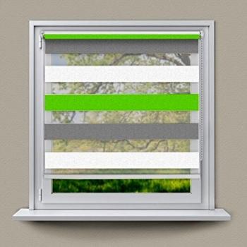 ECD Germany Doppelrollo Klemmfix ohne Bohren, 60x150 cm, Grün/Grau/Weiß