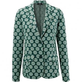 ANISTON SELECTED Jerseyblazer Damen 46 – Gepunktet & Gestreift – Dunkelgrün