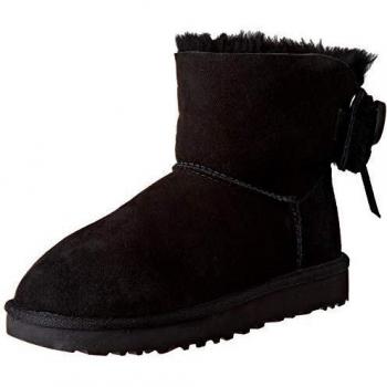 UGG Classic Double Bow Mini, Botas Cortas al Tobillo Mujer, Color Negro, 37 EU