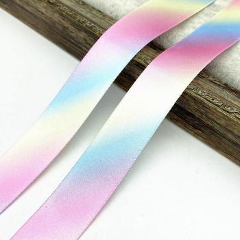 25mm Rainbow Gradient Polyester Satin Ribbon for DIY Projects