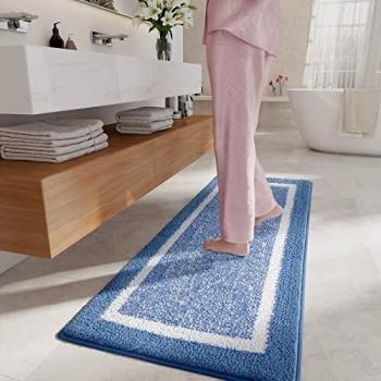 Color&Geometry Shower Water Absorbent Bath Mat (Blue)