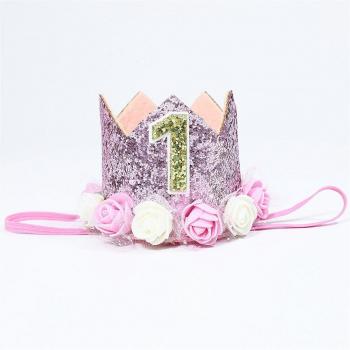 Accesorio de cabello con corona de flores para cumpleaños
