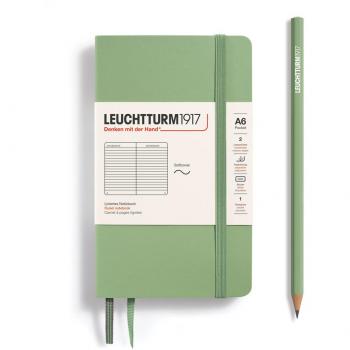 Schriftmeister A6 Pocket‑Notizbuch – Softcover, 123 lineten Seiten, salbeigrau