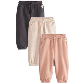 Next Charcoal Cream Tan 3‑Pack Joggers für Mädchen (3 Monate–7 Jahre)