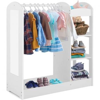 Armoire Bambino Bianco con Specchi e Appendiabiti