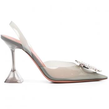 Amina Muaddi Women's Elegant Gray Pumps Size 11 US