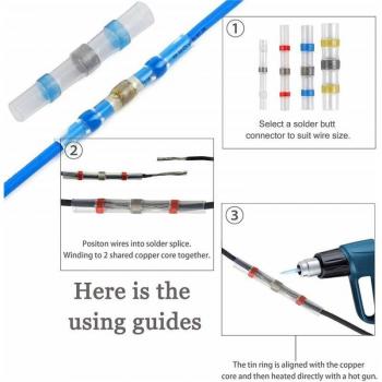 Blue Solder Seal Heat Shrink Connectors 100pcs IP67 Wire Splice