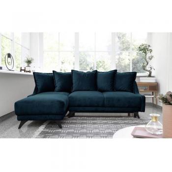 MiuForm Ecksofa Royal Rose in Samt mit Bettfunktion blau/grün 90.0 H x 225.0 W x 155.0 D cm