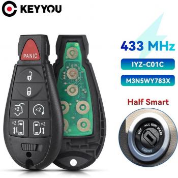 KEYYOU 7 Button Remote Key Fob M3N5WY783X IYZ-C01C 433MHz for Dodge Caravan Chrysler Town Country Jeep