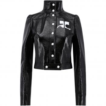 Courrèges Women's Black Vinyl Jacket, Size 38
