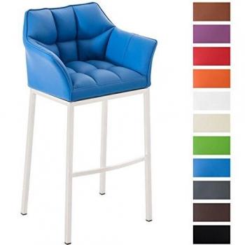 Barhocker Damasko 4‑Bein Stahlgestell – Blau/Weiße Edition