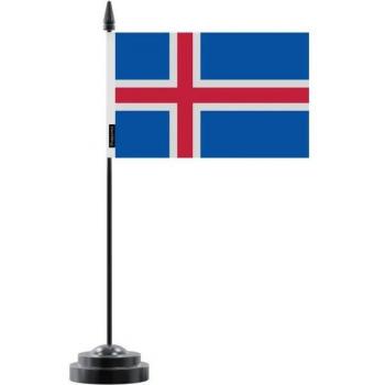 Table Flag Iceland Edition – 14x21 cm, Multi‑Color, Plastic Pole, Double‑Sided Print
