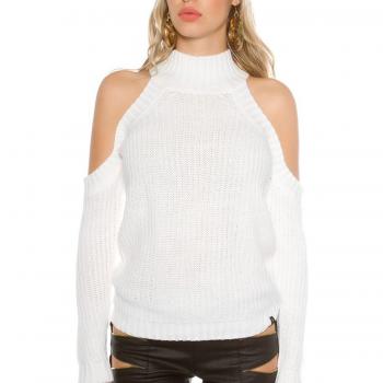 Cold-Shoulder Kuschling: Grobstrickpullover S