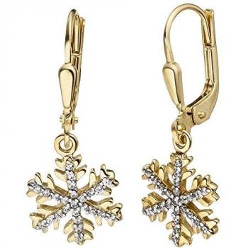 JOBO Gelbgold-Schneeflocke Ohrringe 333 % Gold & Zirkonia