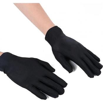 Short Black and White Stretch Spandex Driving Gloves for Men