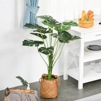 Outsunny Fake Tropical Palm Tree with 13 Leaves & Pot