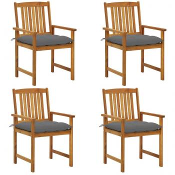 Set di sedie da giardino con cuscini in legno di acacia, 4 pezzi
