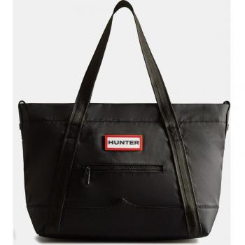 Bolso Tote Hunter Midi negro resistente al agua con clip lateral y bolsillo interno