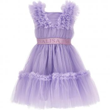 Monnalisa vestito in tulle per bambina, colore glicine, Taglia 2