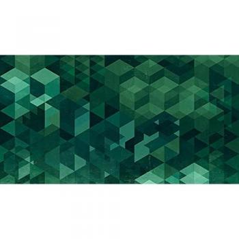 Tapisserie panoramique turquoise à motifs géométriques verts