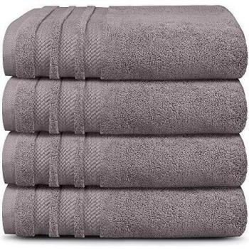 TRIDENT Bath Towels Set, 4 Piece, 100% Cotton, Zero Twist, Highly Absorbent, Extra Large, Super Soft, Luxury Hotel Collection, 625 GSM (Purple Ash)