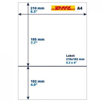 DHL retourlabel A4, 102mm x 210mm, 100 stuks
