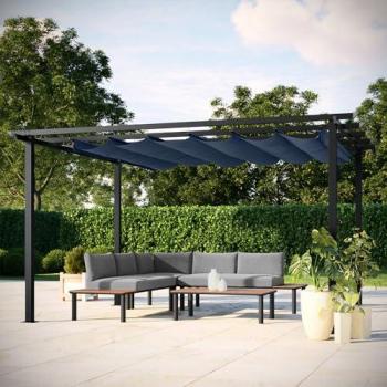 Tonnelle aluminium 3x4m toile coulissante anthracite HAVANA
