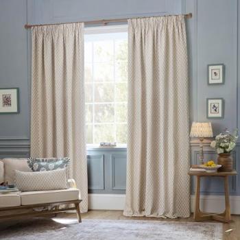 Beige Hutton Jacquard Pencil Pleat Heavy‑Duty Curtains – 229 cm × 137 cm