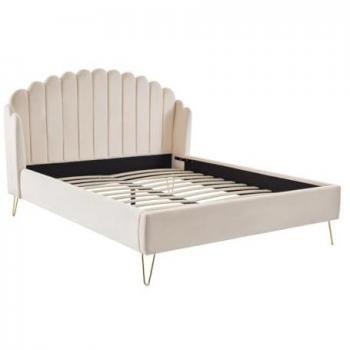 Comfort Lusso 140x190, Letto a Testa Ondulata Velluto Beige – Sagali