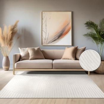 Tapis terrasse Paco Home Motif Scandique Boho uni 60x100 cm, Crème
