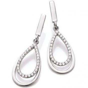 Rhodiniert Silber-Ohrstecker New York – Zirkonia Weiß, 94007093