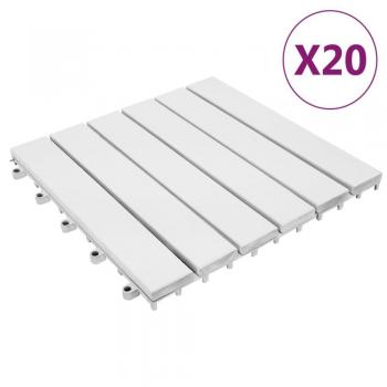 Piastrelle Esterni Legno Massello Acacia 20 pz Bianche 30x30 cm