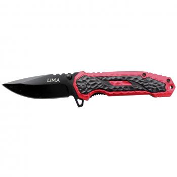 Coltello Third Lima K2806rd, Manico Testurizzato Rosso e Nero, Lama in Acciaio 420 da 10,5 cm, con Clip