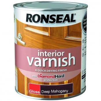Ronseal Interior Varnish Quick Dry Gloss Deep Mahogany 750ml