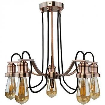 Oliva 5 Light Chandelier Black, Chrome Finish, E27
