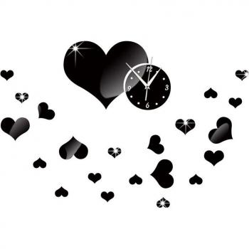 Reloj de pared 3D con diseño de amor y espejo