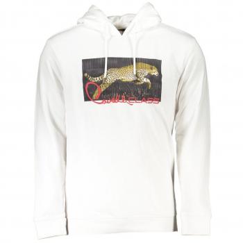 Cavalli Class Long Sleeved Hooded Sweatshirt with Brushed Print Logo