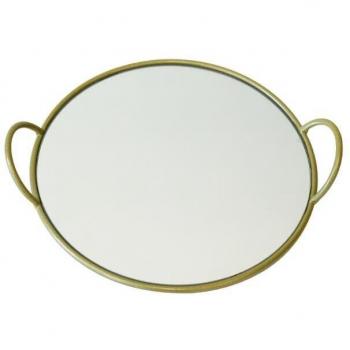 Plateau décoratif rond en verre miroir de 22 cm