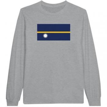 PixelForma 100% Cotton Long Sleeve Tee – Nauru Flag – Grey
