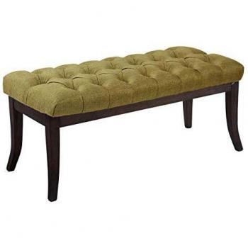 Taburete recibidor Ramses en tela y madera oscura verde 100 cm